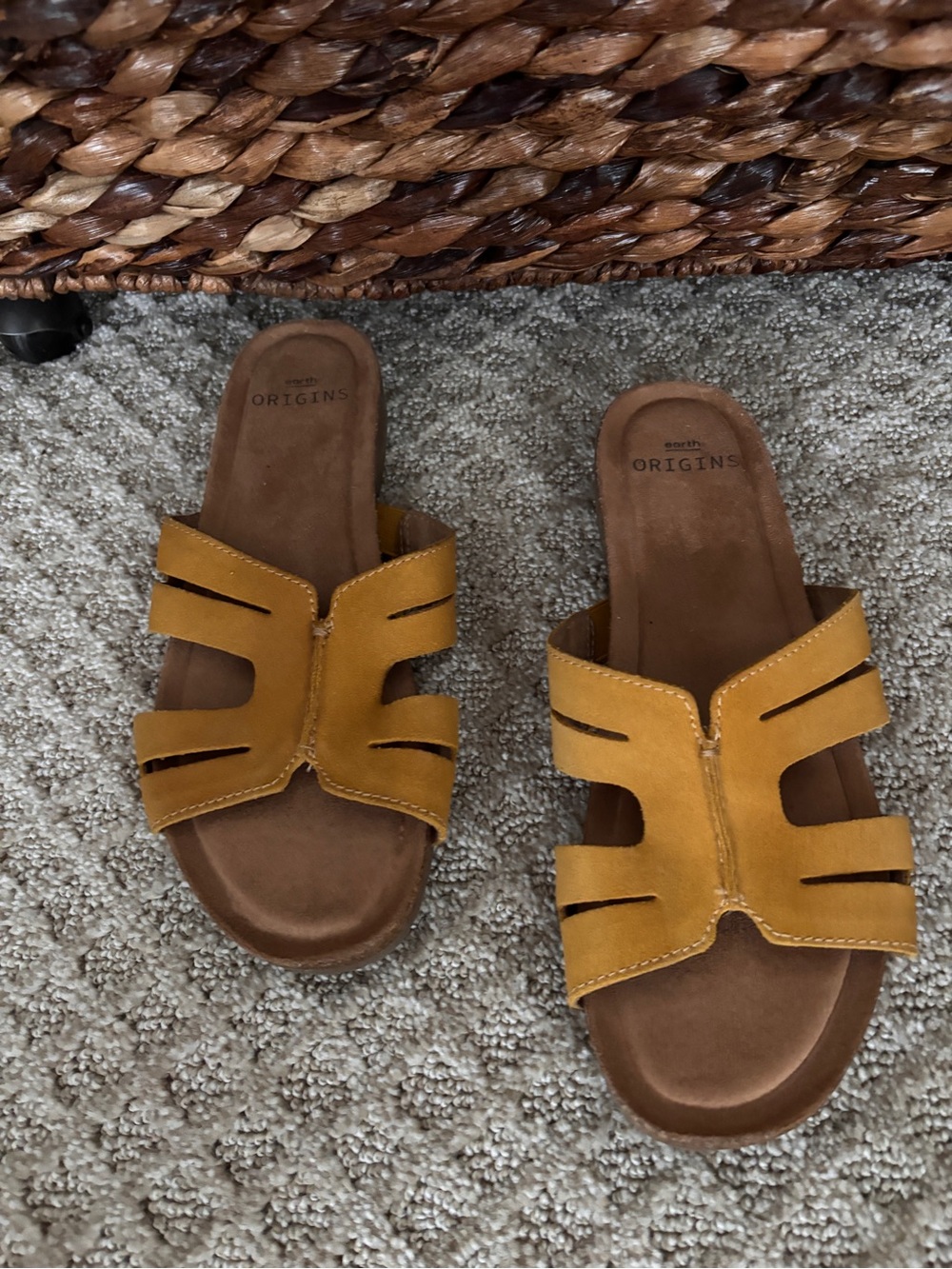 Earth Origins Women’s Mustard Yellow Slide Sandals
